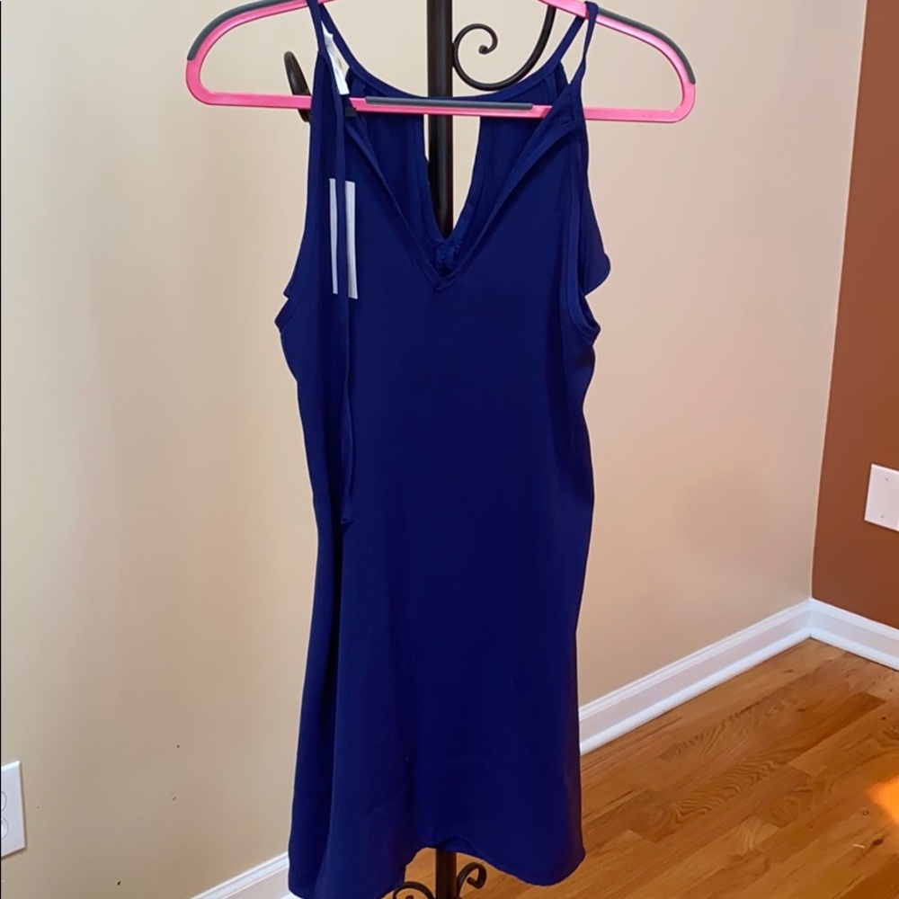 Navy Blue Ruffle Dress - Picture 2 of 2